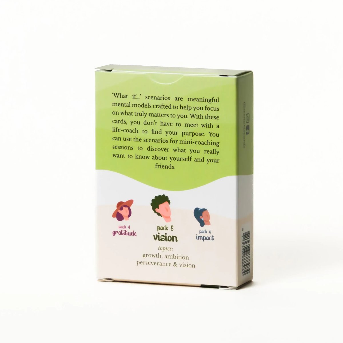 Scenario Cards Gesprekskaarten Persoonlijke Ontwikkeling Your Vision (52 kaarten) achterkant doosje