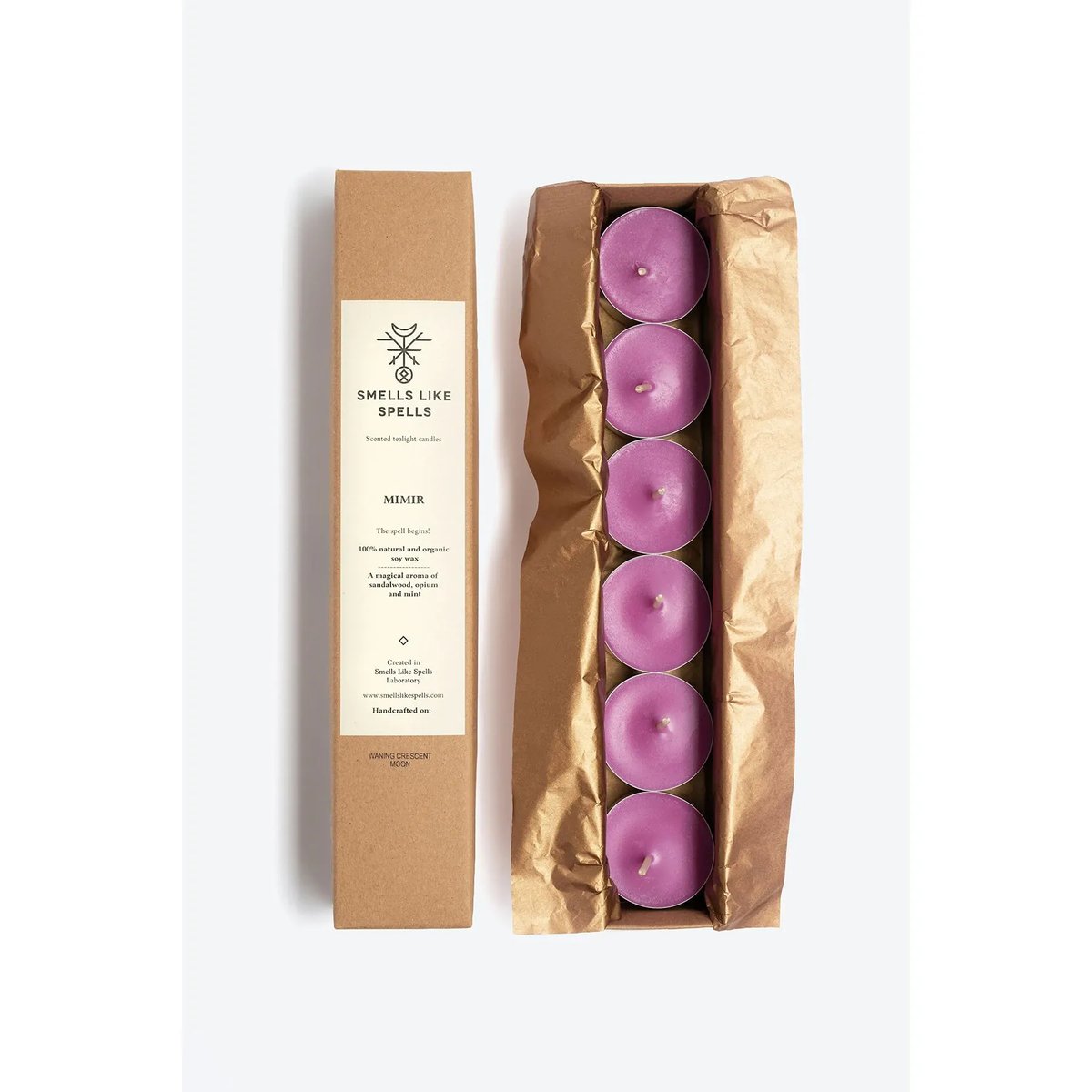 Smells Like Spells Natuurlijke Waxinelichtjes (6 stuks) MIMIR doosje met kaarsjes