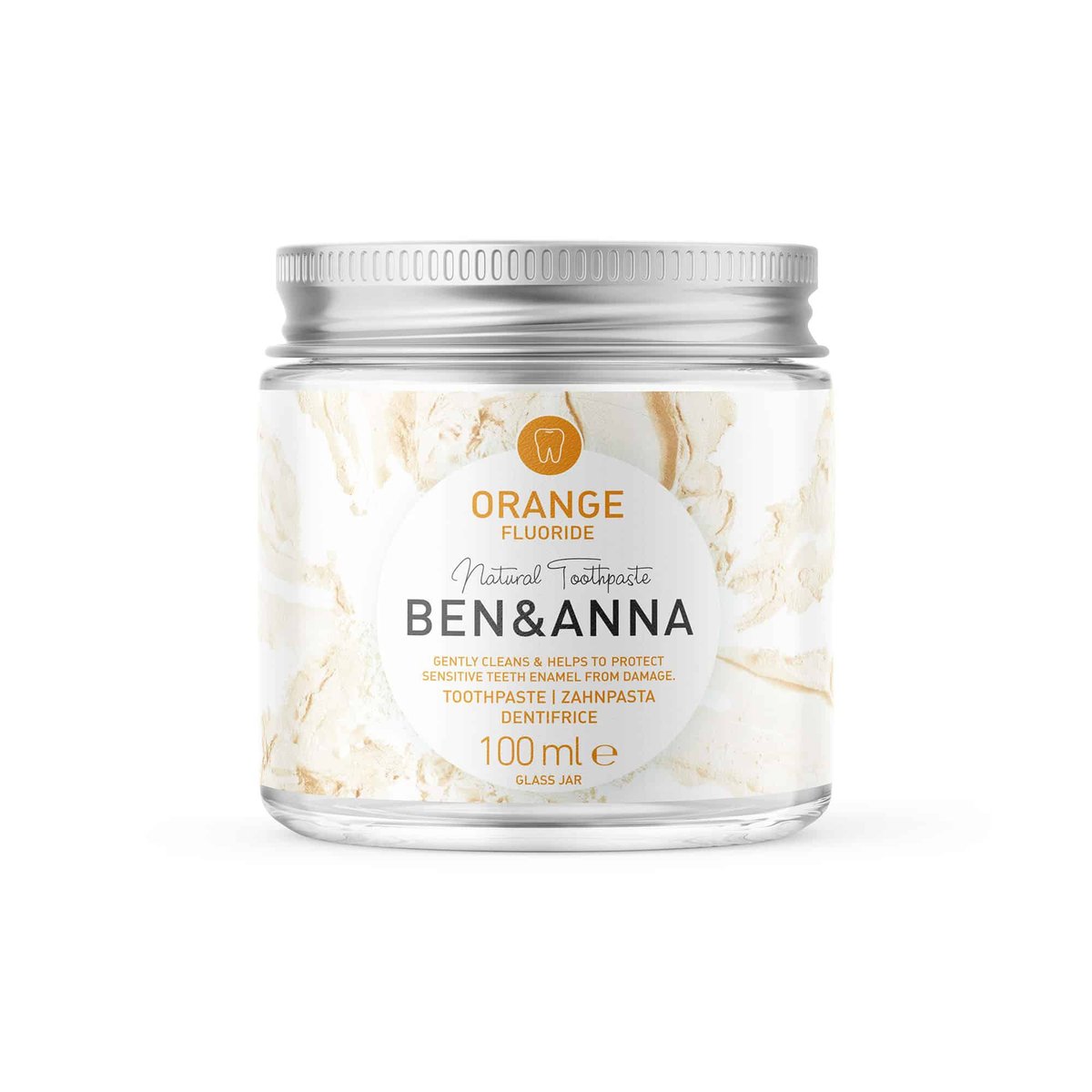 Ben & Anna tandpasta orange met fluoride potje