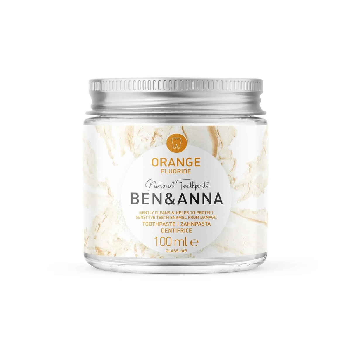 Ben & Anna tandpasta orange met fluoride potje