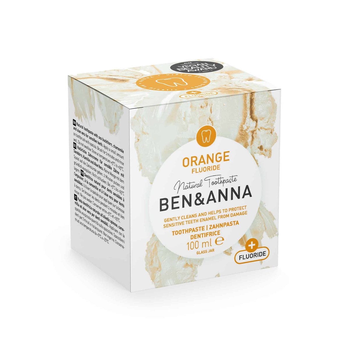 Ben & Anna tandpasta orange met fluoride verpakking