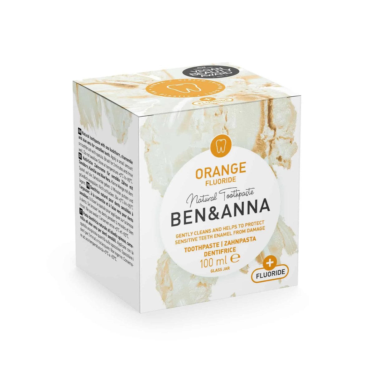 Ben & Anna tandpasta orange met fluoride verpakking