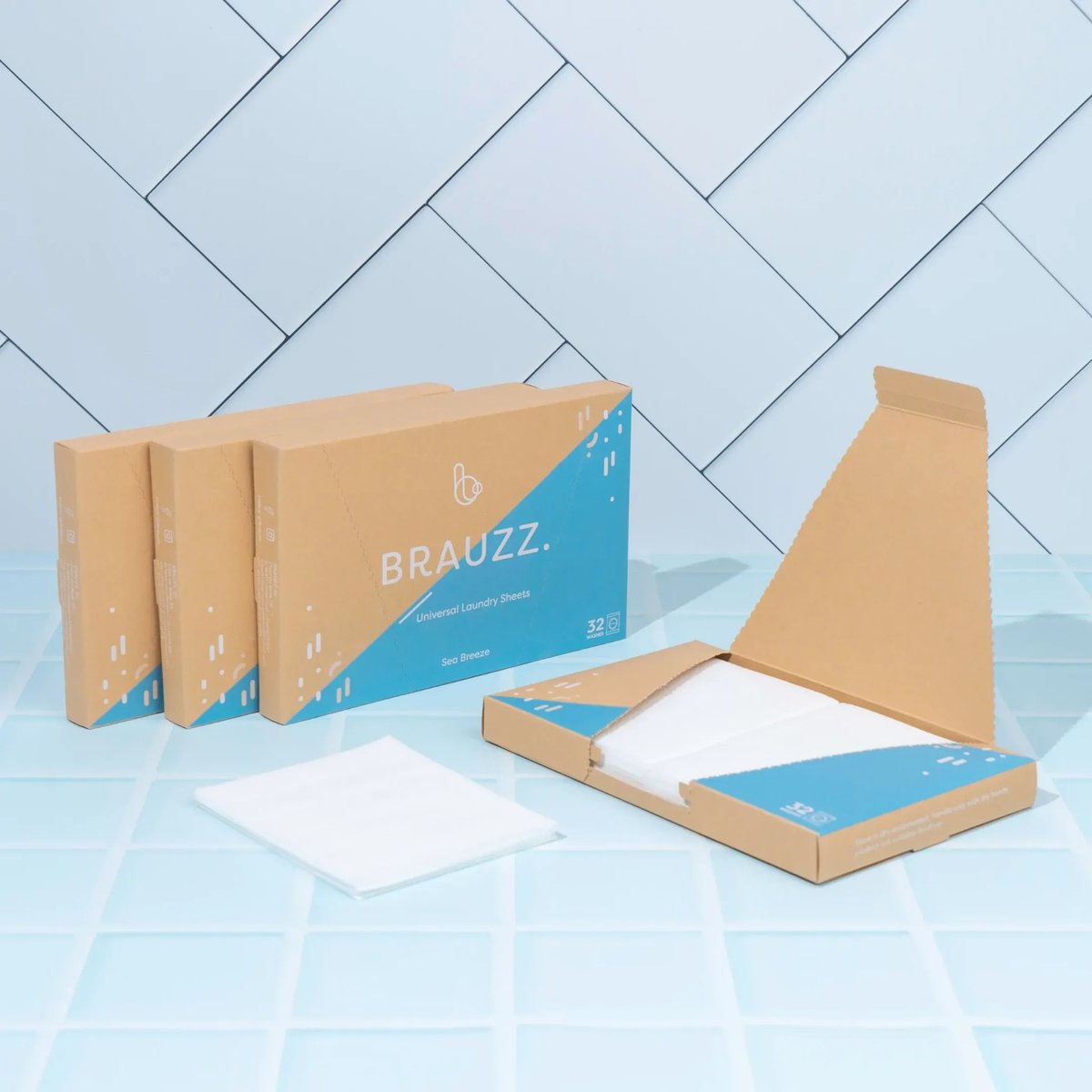 Brauzz Wasstrips (32 stuks) Zeebries in sfeerbeeld