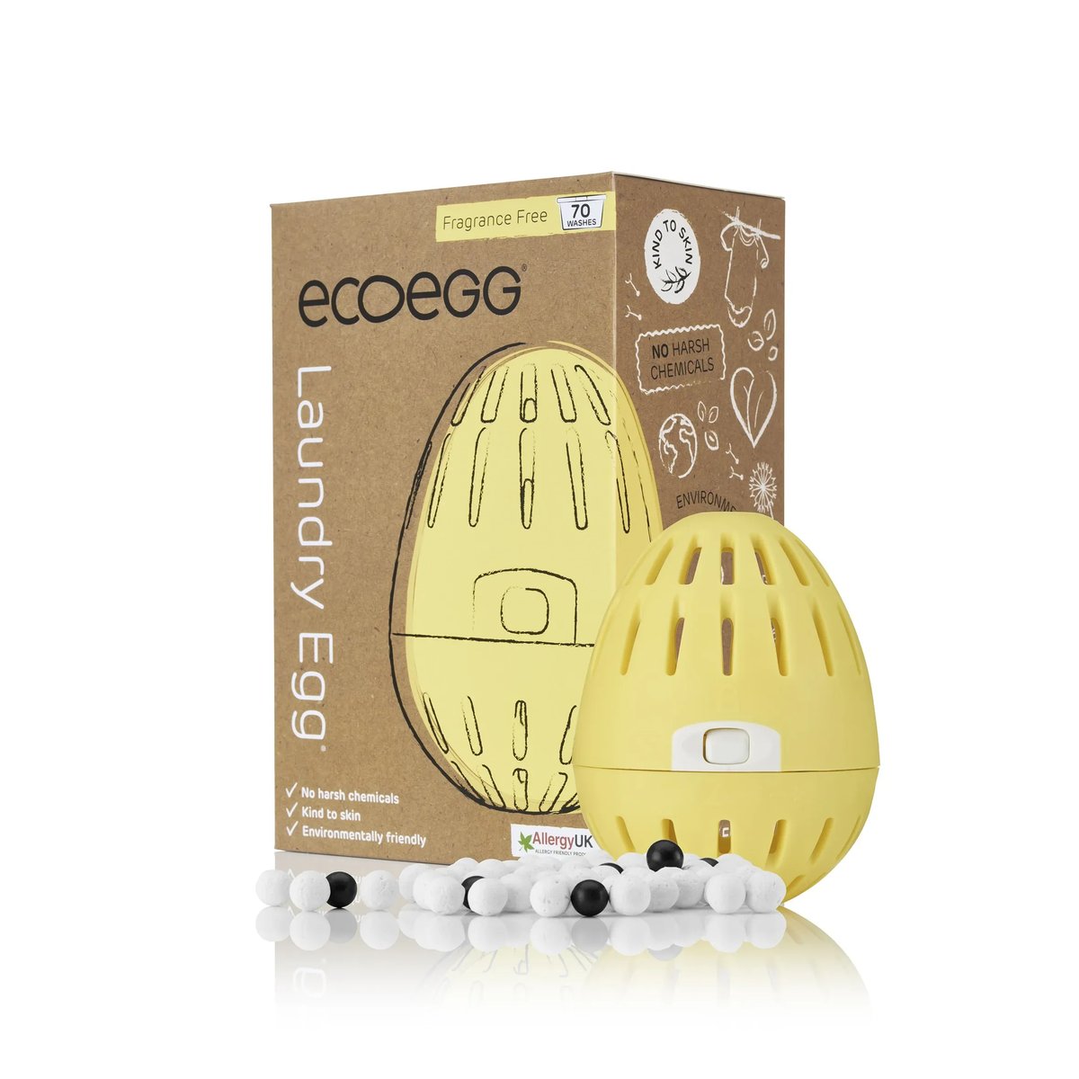 Eco Egg Wasbal (70 wasbeurten) Parfumvrij met wasparels