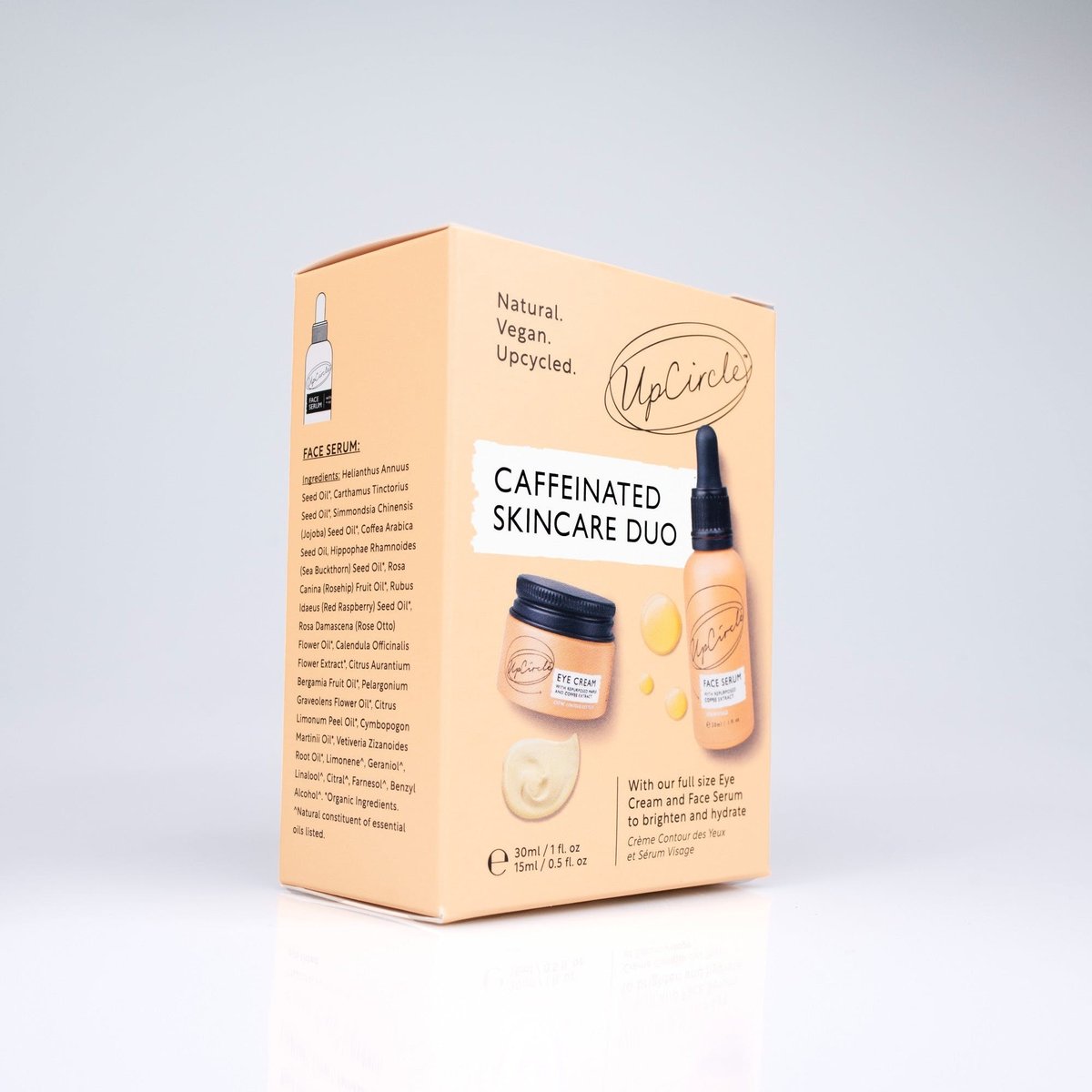 UpCircle Caffeinated Skincare Duo doosje van de zijkant