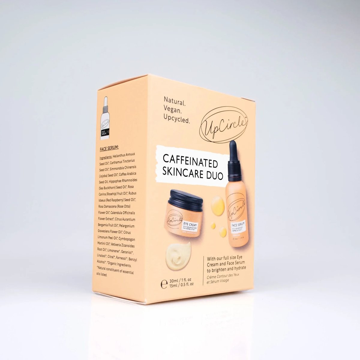 UpCircle Caffeinated Skincare Duo doosje van de zijkant