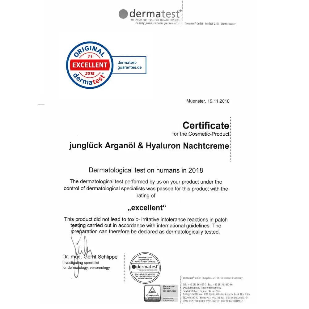Junglück Hyaluron Nachtcrème (50 ml) Dermatest