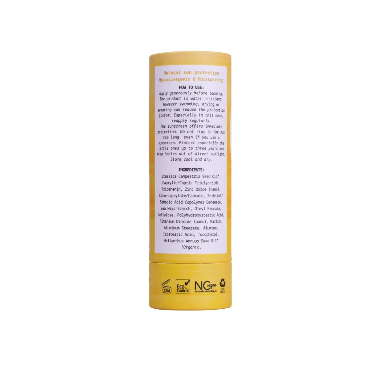 We Love The Planet Natuurlijke zonnebrandstick SPF 30 achterkant