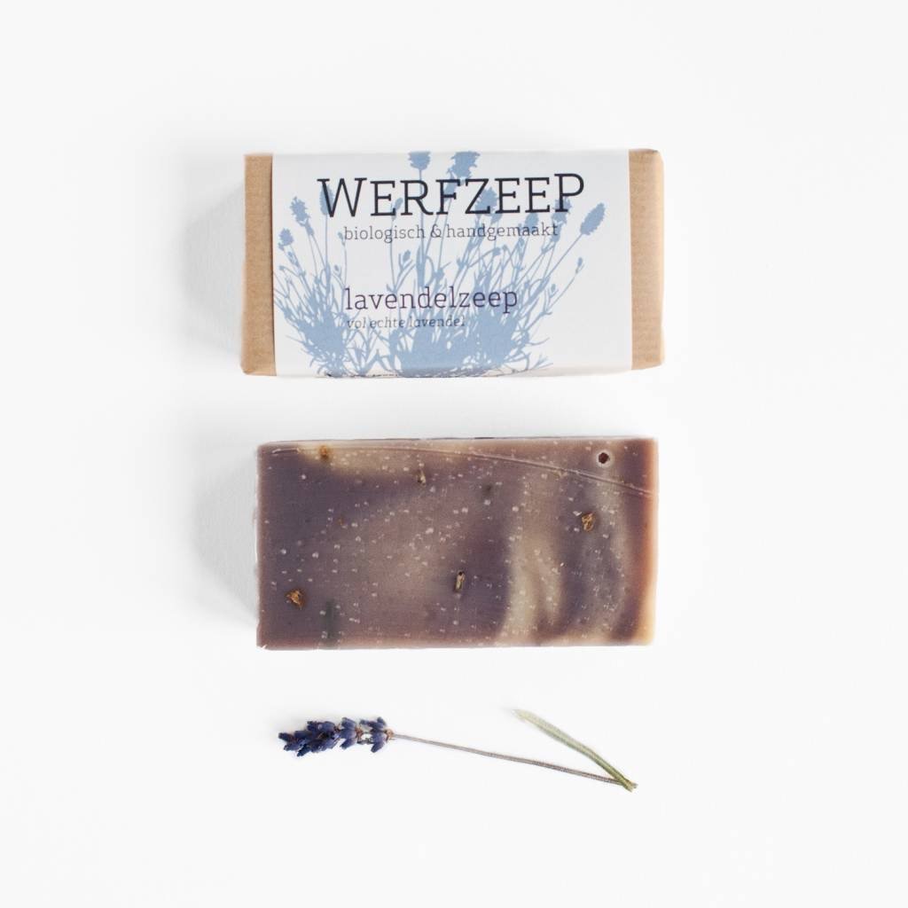 Werfzeep - Lavendelzeep met lavendel en verpakking