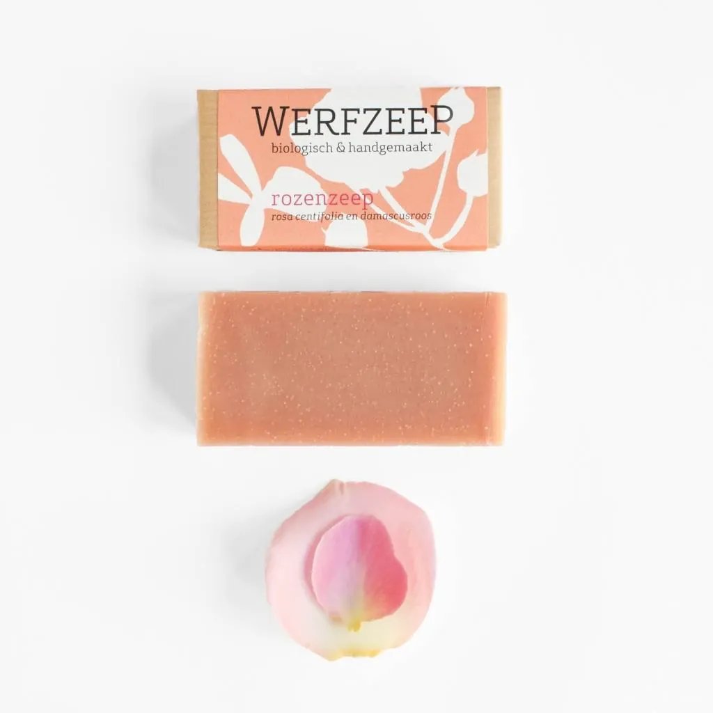 Werfzeep - Rozenzeep met verpakking en roos