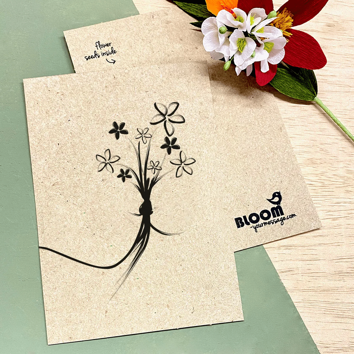 Bloom Your Message Gerecycled Kraftpapier Bloeikaart Bloemen - Boeket