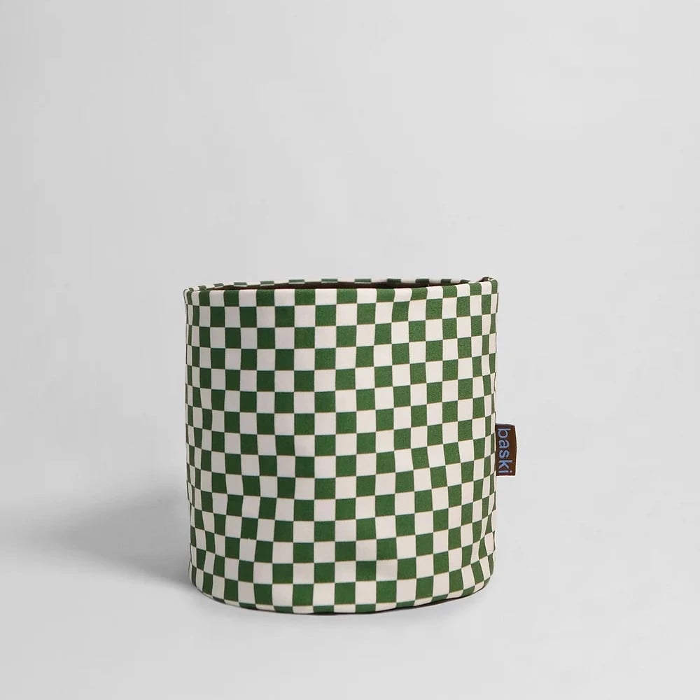 Baski Handgemaakte Plantenmand Biologisch Katoen (22 x 22 cm) Green Chess