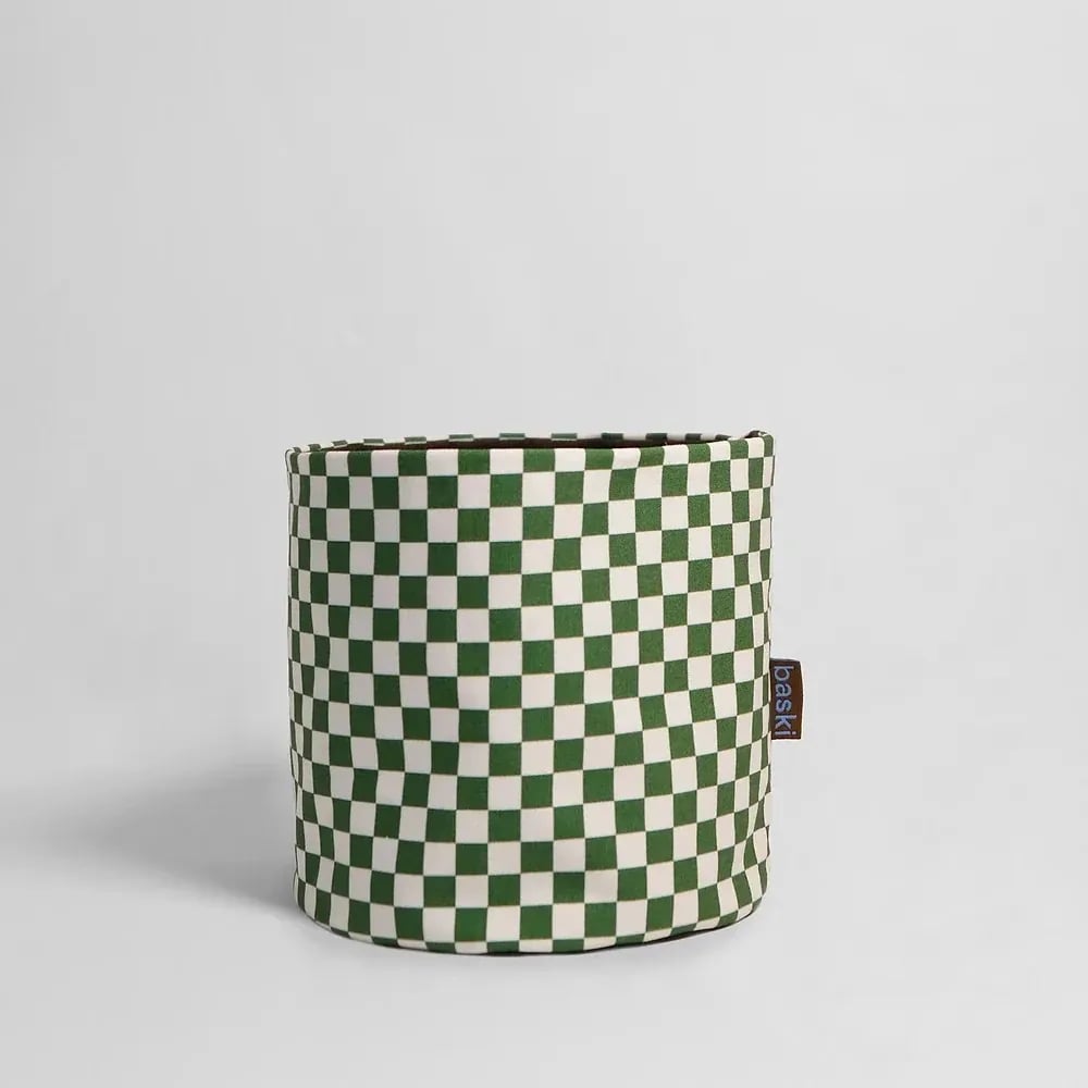 Baski Handgemaakte Plantenmand Biologisch Katoen (22 x 22 cm) Green Chess