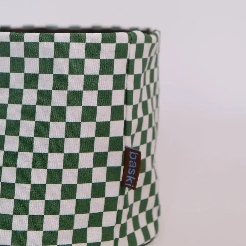 Baski Handgemaakte Plantenmand Biologisch Katoen (22 x 22 cm) Green Chess close