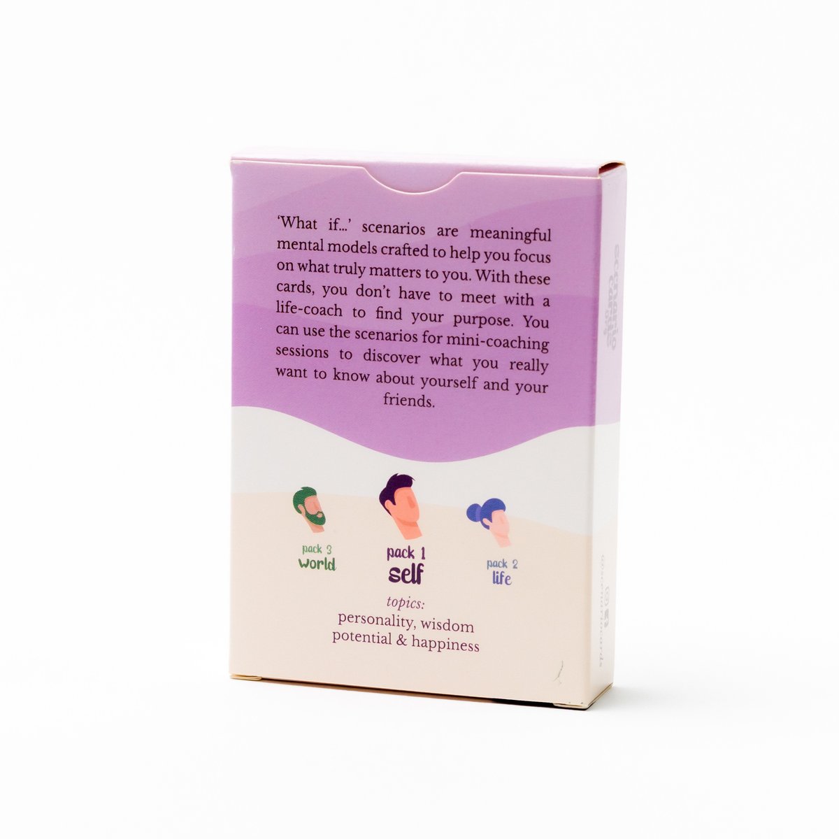 Scenario Cards Gesprekskaarten Persoonlijke Ontwikkeling Your Self (52 kaarten) achterkant doosje