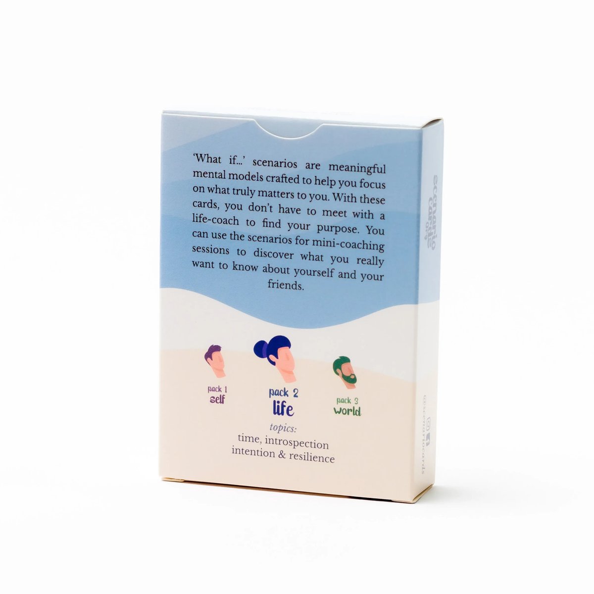 Scenario Cards Gesprekskaarten Persoonlijke Ontwikkeling Your Life (52 kaarten) achterkant doosje