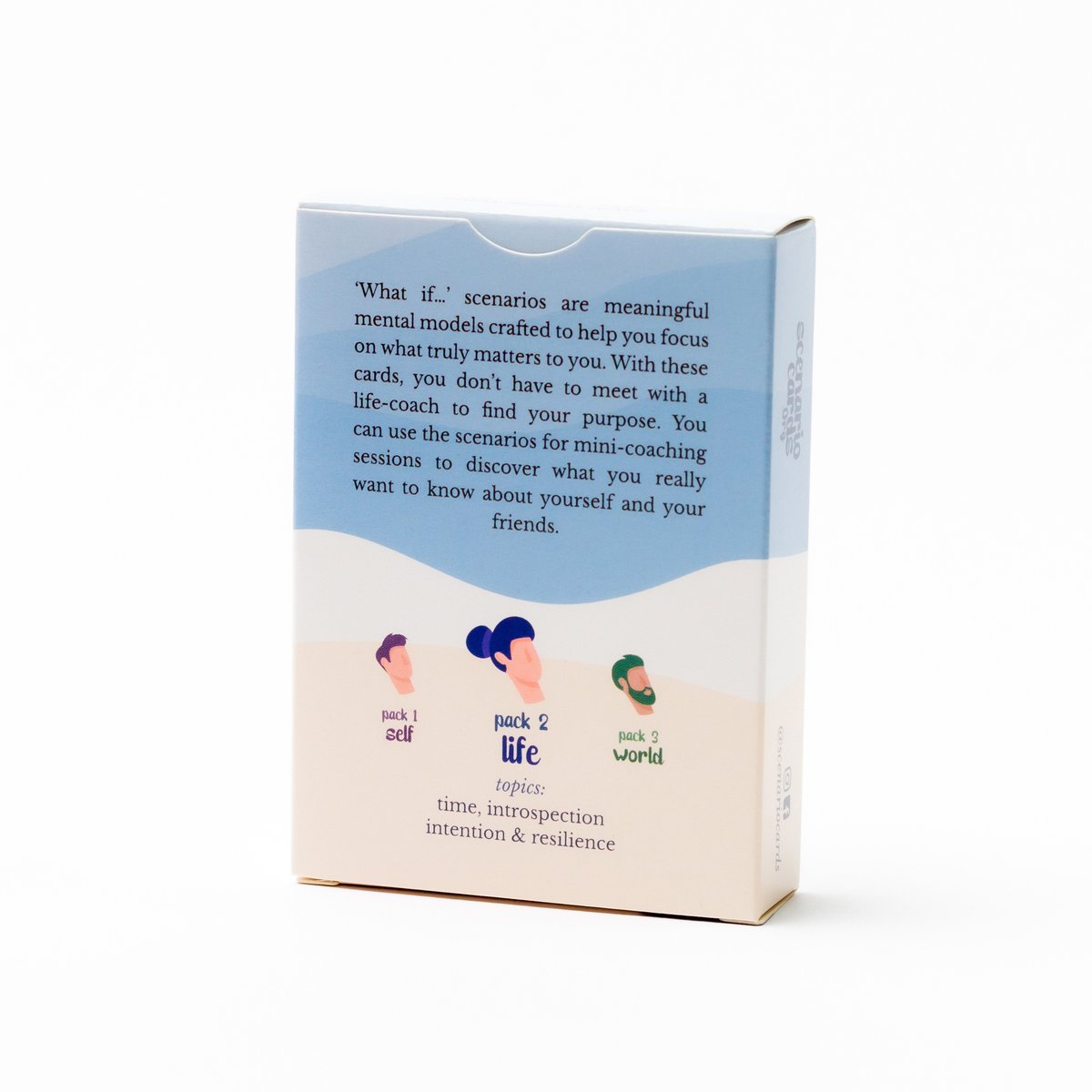Scenario Cards Gesprekskaarten Persoonlijke Ontwikkeling Your Life (52 kaarten) achterkant doosje