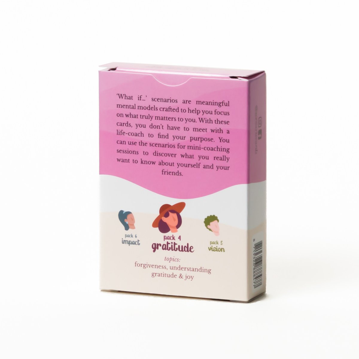 Scenario Cards Gesprekskaarten Persoonlijke Ontwikkeling Your Gratitude (52 kaarten) achterkant doosje