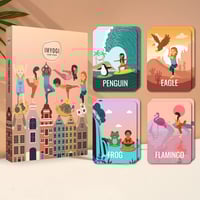 IMYOGI Yoga Kaarten voor Kinderen doosje met voorbeeld van de kaarten