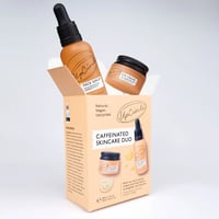 UpCircle Caffeinated Skincare Duo doosje met flesjes uit het doosje