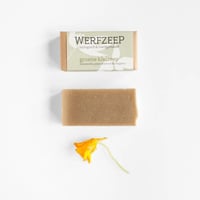 Werfzeep - Groene kleizeep verpakking en plant