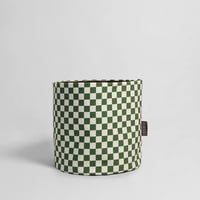 Baski Handgemaakte Plantenmand Biologisch Katoen (22 x 22 cm) Green Chess