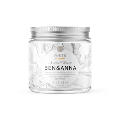 Ben & Anna tandpasta wit met fluoride potje