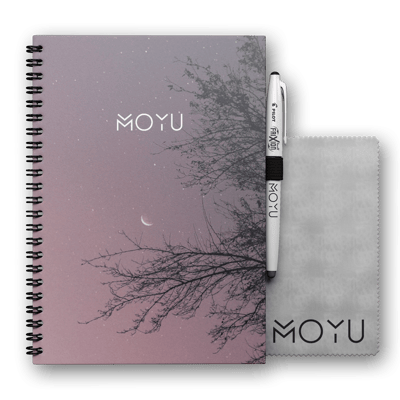 MOYU Uitwisbaar Notitieboek A5 Ringband Hardcover van Duurzaam Steenpapier Purple Paradise