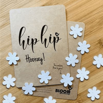 Bloom Your Message Bloeiende Confettikaarten met Bijvriendelijke Bloemzaden Hip Hip Hooray