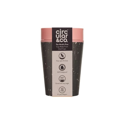 Circular&Co. Circular Cup Herbruikbare Koffiebeker To Go 227 ml Black and Giggle Pink