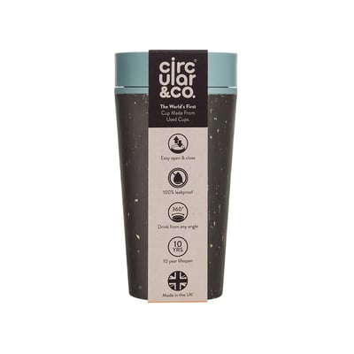 Circular&Co. Circular Cup Herbruikbare Koffiebeker To Go 340 ml Black and Faraway Blue