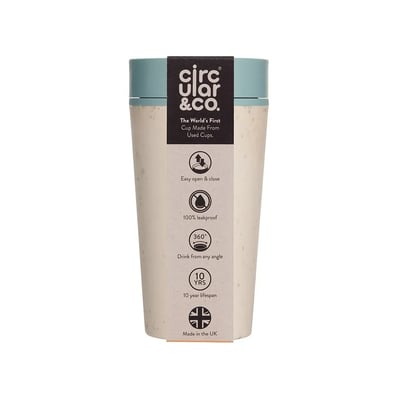 Circular&Co. Circular Cup Herbruikbare Koffiebeker To Go 340 ml Cream and Faraway Blue