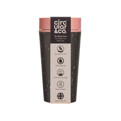 Circular&Co. Circular Cup Herbruikbare Koffiebeker To Go 340 ml Black and Giggle Pink