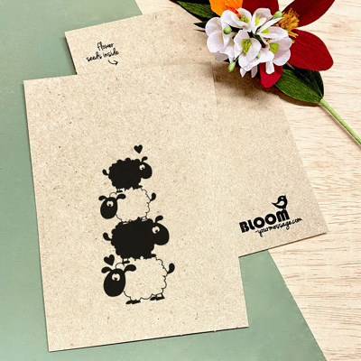 Bloom Your Message Gerecycled Kraftpapier Bloeikaart Bloemen - Schaapjes