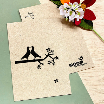 Bloom Your Message Gerecycled Kraftpapier Bloeikaart Bloemen - Duiven