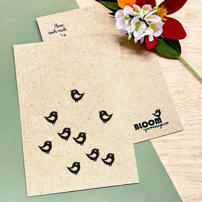 Bloom Your Message Gerecycled Kraftpapier Bloeikaart Bloemen - Vogeltjes