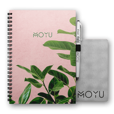 MOYU Uitwisbaar Notitieboek A5 Ringband Hardcover van Duurzaam Steenpapier Pink Planter
