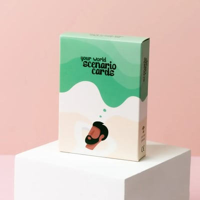 Scenario Cards Gesprekskaarten Persoonlijke Ontwikkeling Your World (52 kaarten) voorkant doosje