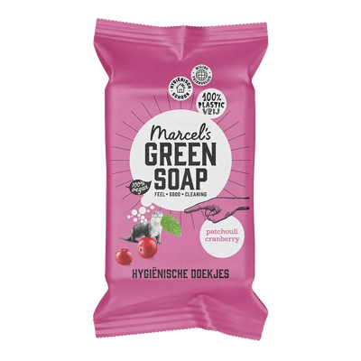 Marcel’s Green Soap Hygiënische Schoonmaakdoekjes - Patchouli & Cranberry verpakking