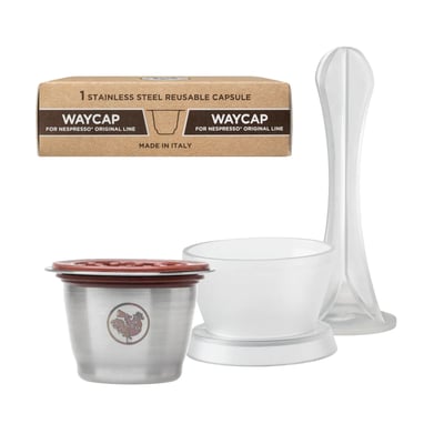 WayCap Pop Nespresso Hervulbare Capsule met verpakking en accessoires